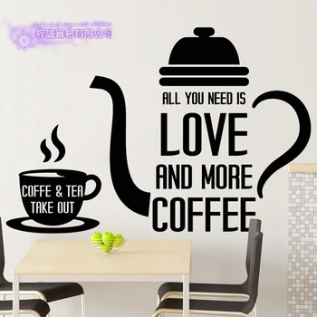 

Coffee Sticker Letter Decal Cafe Poster Vinyl Art Wall Decals Pegatina Quadro Parede Decor Mural Coffee Sticker
