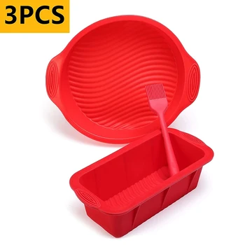 

Silicone Baking Molds 3 Pcs Professional Non-Stick Silicone Cake Mold Set for Baking Banana Bread Loaf Pound Cake