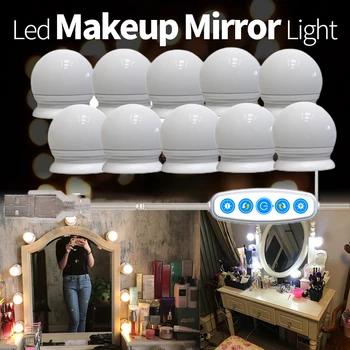 

DIY Dimmable LED Vanity Mirror Lights Plug In Bathroom Home Makeup Bulb Decoration Bedroom Dressing Table Hollywood Style ABS