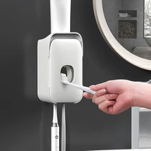 Пластиковый Автоматический Дозатор для зубной пасты, настенный пылезащитный держатель для зубной щетки, аксессуары для ванной комнаты