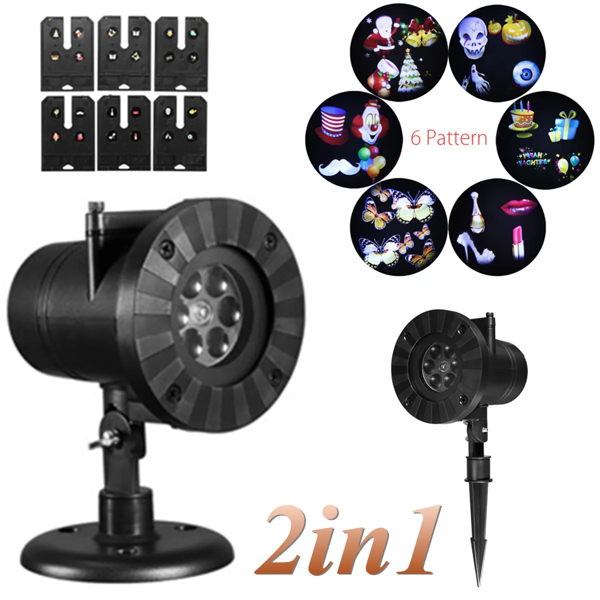 

6 Patterns LED Light Halloween Christmas Laser Projector Moving Landscape Christmas Halloween Party Decor Disco Light