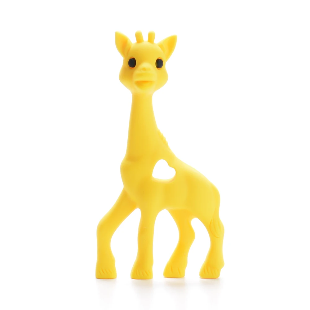 yellow 1 шт. жираф, силиконовые прорезыватели, игрушки, силиконовые бусины, Мягкий прорезыватель, сделай сам, Детские Прорезыватели, ожерелье, аксессуары, детские жевательные игрушки, жираф ба - Цвет: yellow
