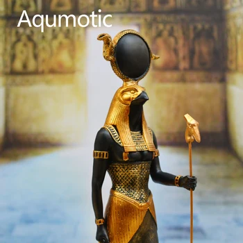 Aqumotic God of War Horus Isis Son Statue Decor Memorial Ancient Egyptian Mythology 1pc Eagle Snake Scepter Decorations