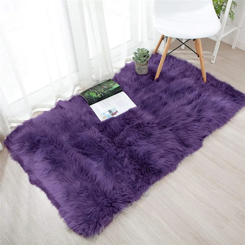 Small Rugs Living Room/Bedroom Rectangular Artificial Wool Rugs Non Slip Shaggy Carpet Mats 60cm*120cm 13Color#70