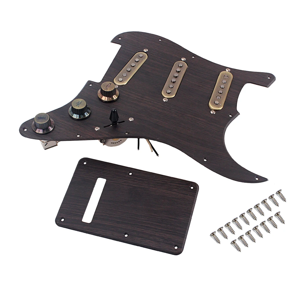 Loaded Alnico V Pickguard Back Cover Set SSS Rosewood for ST Guitar Metal Loaded Alnico V Pickguard Back Cover Set SSS Rosewood for ST Guitar Metal