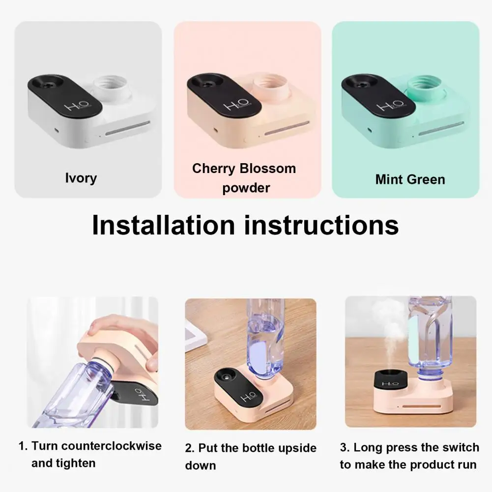 30MM Water Bottle Humidifier Cute USB Rechargeable Camera Shape Mini Humidifier Air Diffuser With Night Lamp for Home Car