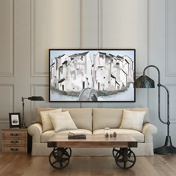 

paint by number art painting by numbers Chinese painting Wu Guanzhong's works, water town home corridor decoration painting