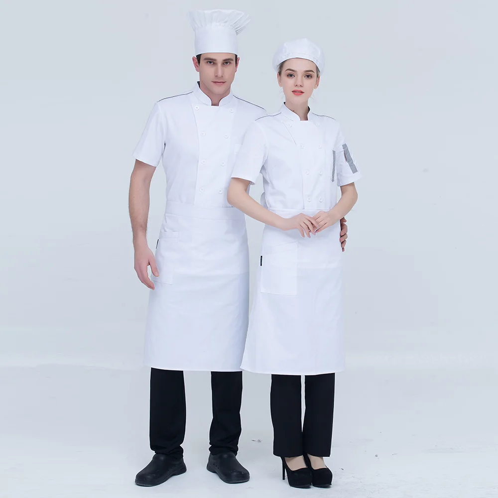 M-4XL high quality restaurant chef uniforms double breasted white chef shirts catering work clothes short sleeves Chef Jackets