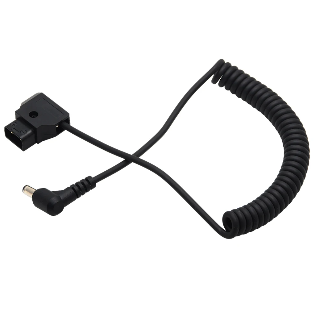 Coiled D-Tap Male to DC Plug Cable for DSLR Rig Power V-Mount Anton Battery