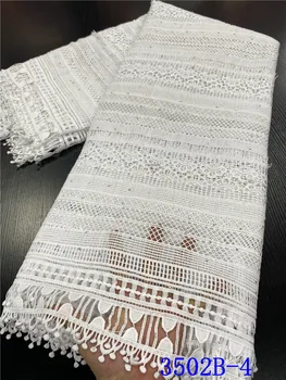 

NIAI African Cord Lace Fabric 2020 High Quality White Lace Material Soluble Guipure Lace Fabric For Wedding XY3502B-4
