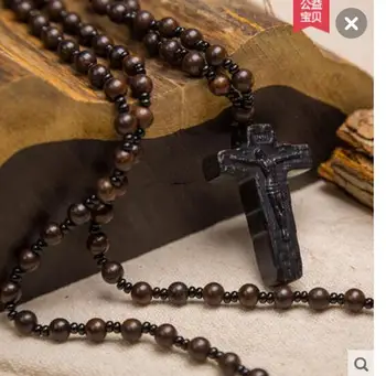 

Cross Necklace Male & Female Jesus Christian Black Wooden Wooden Pendant Pendant Birthday Gift can choose