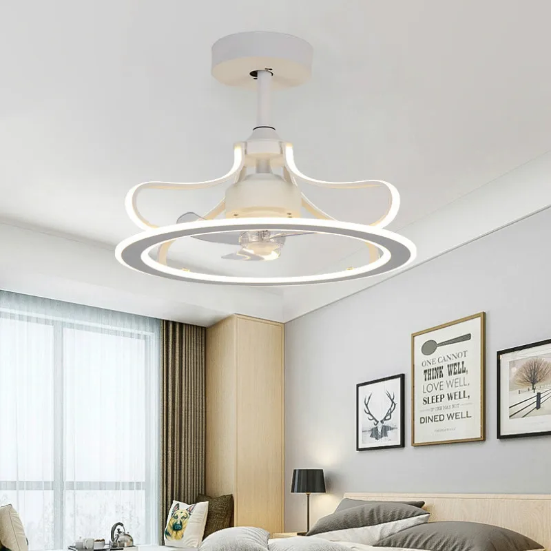 

LED Modern Ceiling Fan Light Invisible Bedroom Living Room Ceiling Fan Light Dining Room Celing Fan with Light