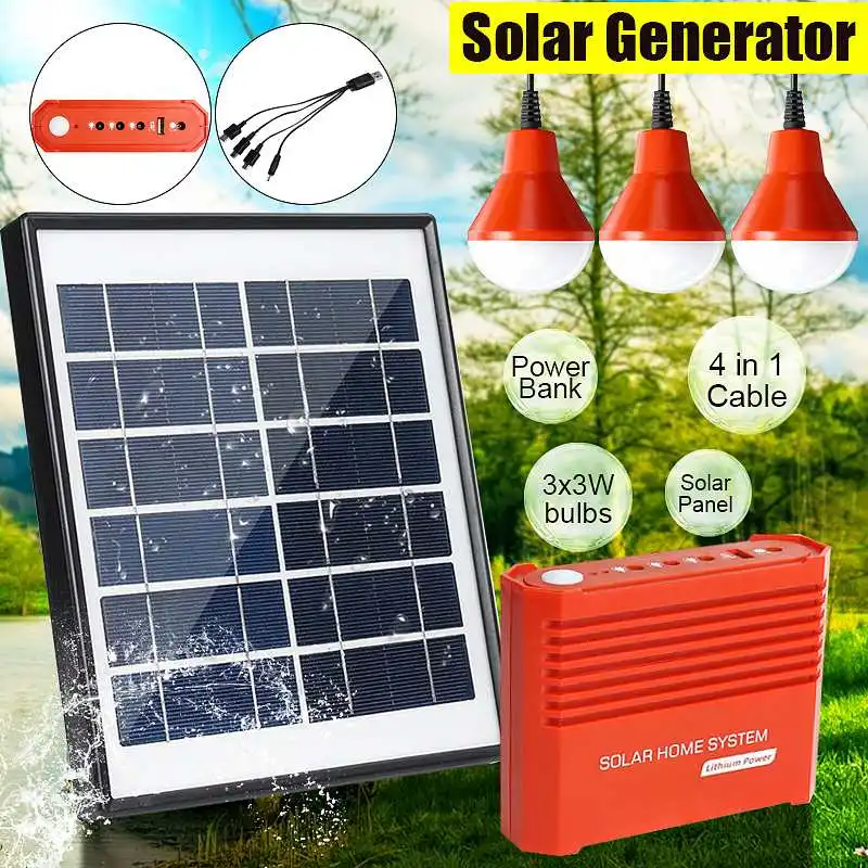 4W солнечные панели для освещения генератор зарядки 3,7 V 5000mAH батареи солнечной энергии системы с лампами