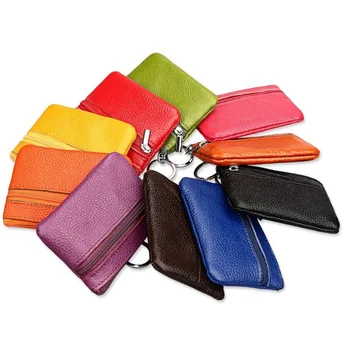 

2020 New Brand Men Soft Genuine Leather Case Card Holder Women Coin Purse Case Key Holder Case Zip Wallet Pouch Bag Purse #P