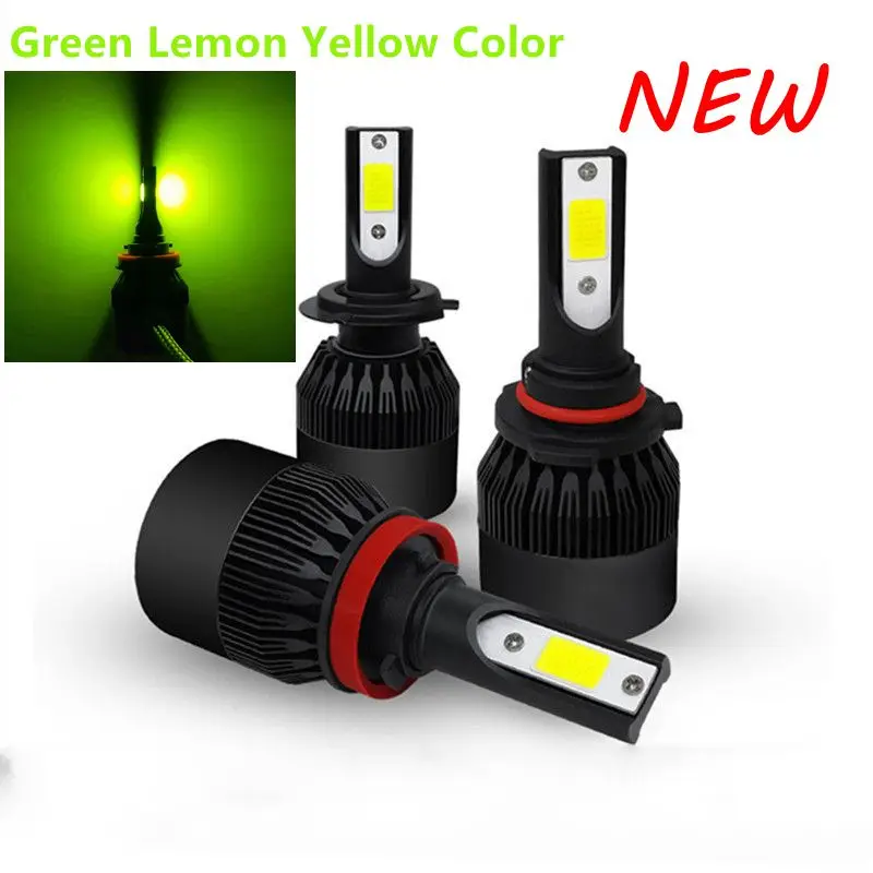 

2Pcs Green Light Color Led Car Headlight Lamp Fog lights Bulbs H8 H11 H16 48W 4800LM Led Car Headlamp 12V 24V