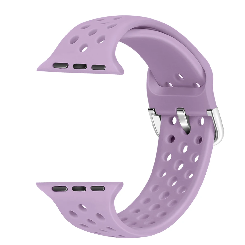Ремешок для часов Apple watch band 38 мм 42 мм 40 мм 44 мм мягкий силиконовый спортивный дышащий ремешок браслет для iWatch Series 4 3 2 1 - Цвет ремешка: purple