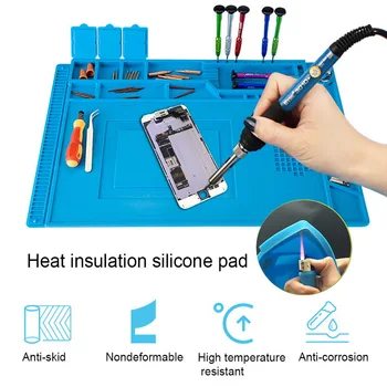

ESD Mat Heat Insulation Working Mat with Magnetic Groove Heat-resistant Adsorption Soldering Mat Station Repair Insulator Pad