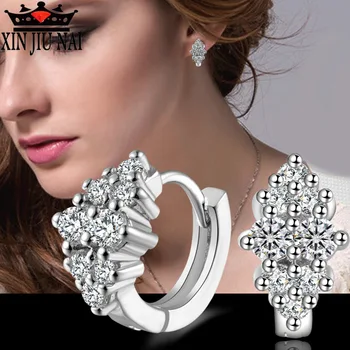 

CZ Sterling Wedding Jewelry Classic Super Flash Ear Buckle Wedding Earrings Top Quality!! AAA Zircon Ear Clip