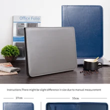 A4 Padfolio папка для документов из искусственной кожи на молнии, сумка для конференций, деловой портфель, папка для офиса, папка-менеджер с калькулятором
