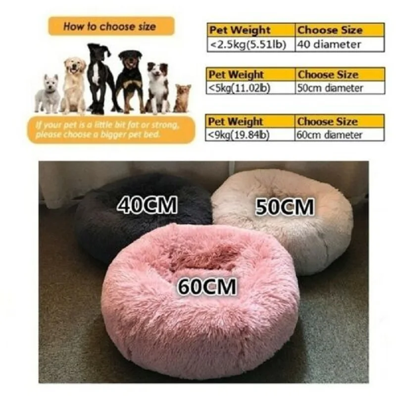 Dog Bed Washable Pet Cat Bed Dog Round Breathable Lounger Sofa Cat Bed For Cat Dogs Super Soft Plus