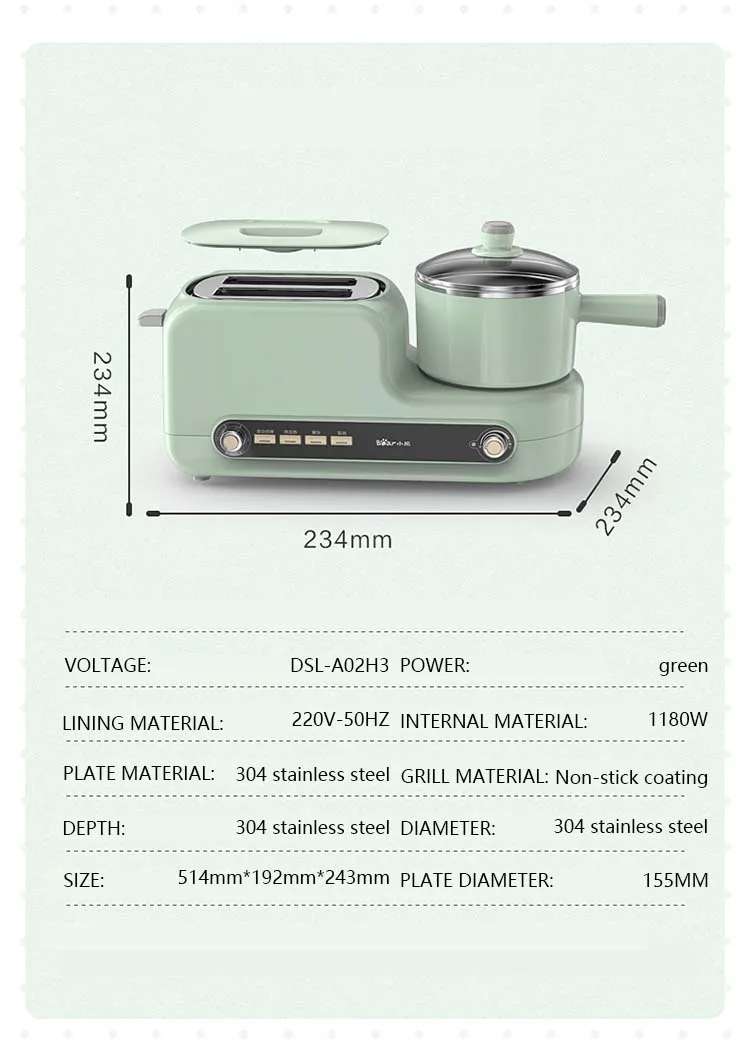 Breakfast Machine Household Toast Multi-functional Small Four In One Toaster Automatic Toaster Driver Hot Dog Bread Machine