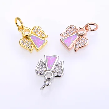 

Rainbow cz copper opel bracelet pendant connector for diy necklace jewelry making charm accessories for woman