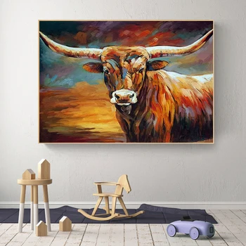 

Abstract watercolor graffiti Animals Cow Canvas Painting Posters and Prints Cuadros Wall Art Pictures for Home Decor (No Frame)