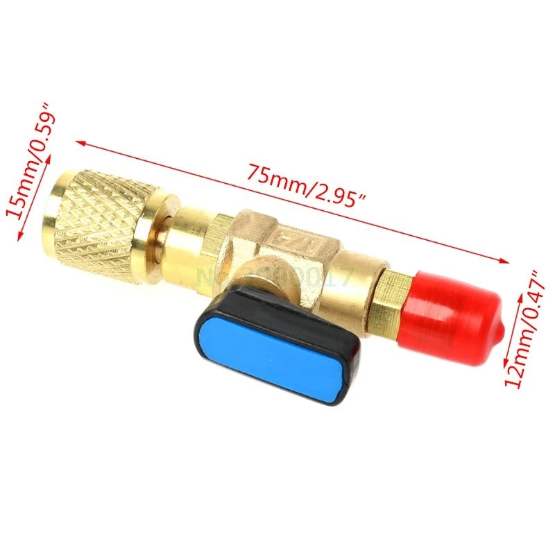 1/4 "Папа до 5/16" Женский SAE R410A хладагент прямой шаровой клапан AC зарядка