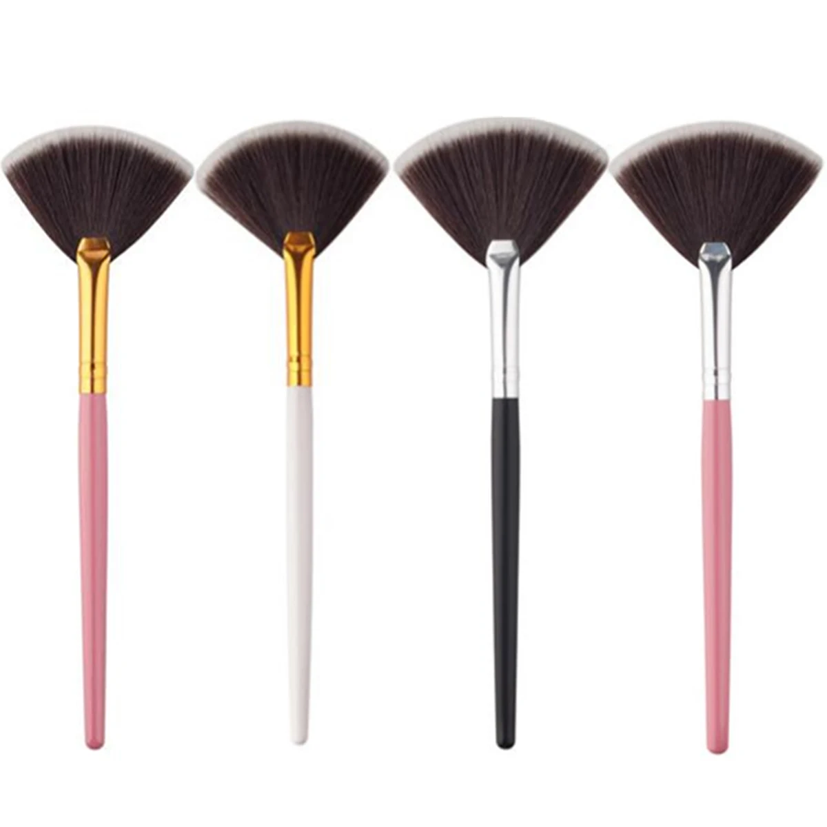 4 Colors Fan Shaped Blusher Makeup Brush Facial Foundation Base Powder Blush Blending Coating Soft Hair 1 4 Colors Fan Shaped Blusher Makeup Brush Facial Foundation Base Powder Blush Blending Coating Soft Hair 2