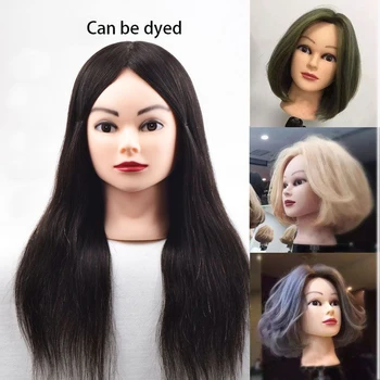 

100% Real Human Hair Mannequin Head with Clamp Holder Salon Hairdressing Practice Training Doll Dummy Head Hair Styling Tools