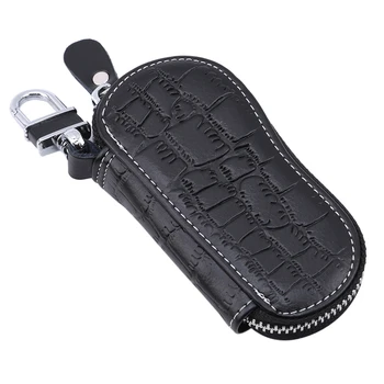

Genuine Leather Men Key Bag High Quality Fashion Car Universal Multi Function Crocodile Pattern Key Packet 2019 New Key Case