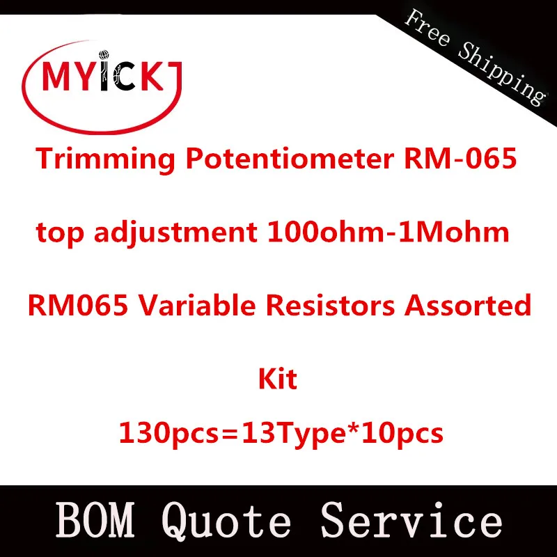 130 шт. = 13Type* 10 шт. подстроечный потенциометр RM-065 верхняя Регулировка 100ohm-1Mohm RM065 переменный смешанный набор резисторов - Испускаемый цвет: RM-065