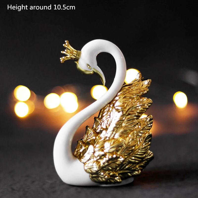 Gold swan A Hairball баннер Золотой лебедь торт Топпер на день рождения ангел, детский душ вечерние украшения принадлежности для выпечки Свадьба Любовь Подарки - Color: Gold swan A