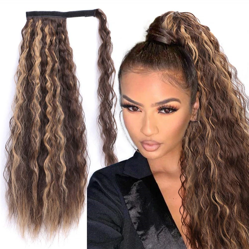 Buy 22 Long Wavy Afro Kinky Curly Ponytail Hair Extensions Synthetic