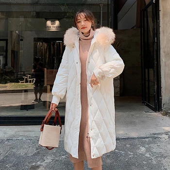

new 2020 winter down cotton jacket women long coat parkas thickening Female Warm Clothes Rabbit fur collar down jacket T26