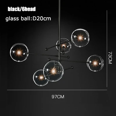 Современная стеклянная люстра-пузырь освещение для гостиной, спальни, кухни прозрачный подвесной стеклянный шар светильник переменного тока 90-265 в