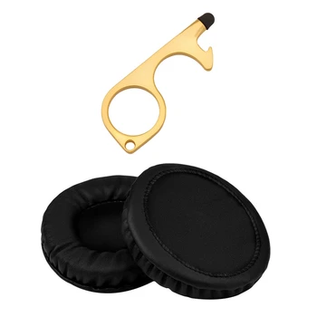 

1 Pair 85Mm Protein Leather Replacement Ear Pads & 4 Pcs Door Opener Touchless Door Handle Key Auxiliary Handle