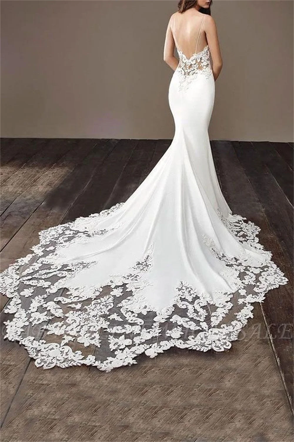 Romantic Bohemian Lace Mermaid Boho Wedding Dresses 2022 Sexy Backless Spaghetti Straps Wedding Bridal Gowns Robe de Mariee