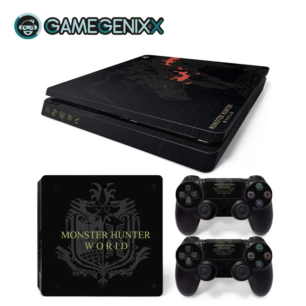 GAMEGENIXX кожаный виток винилопласта с наклейкой чехол Полный набор для PS4 Slim консоли и 2 контроллера-Monster Hunter