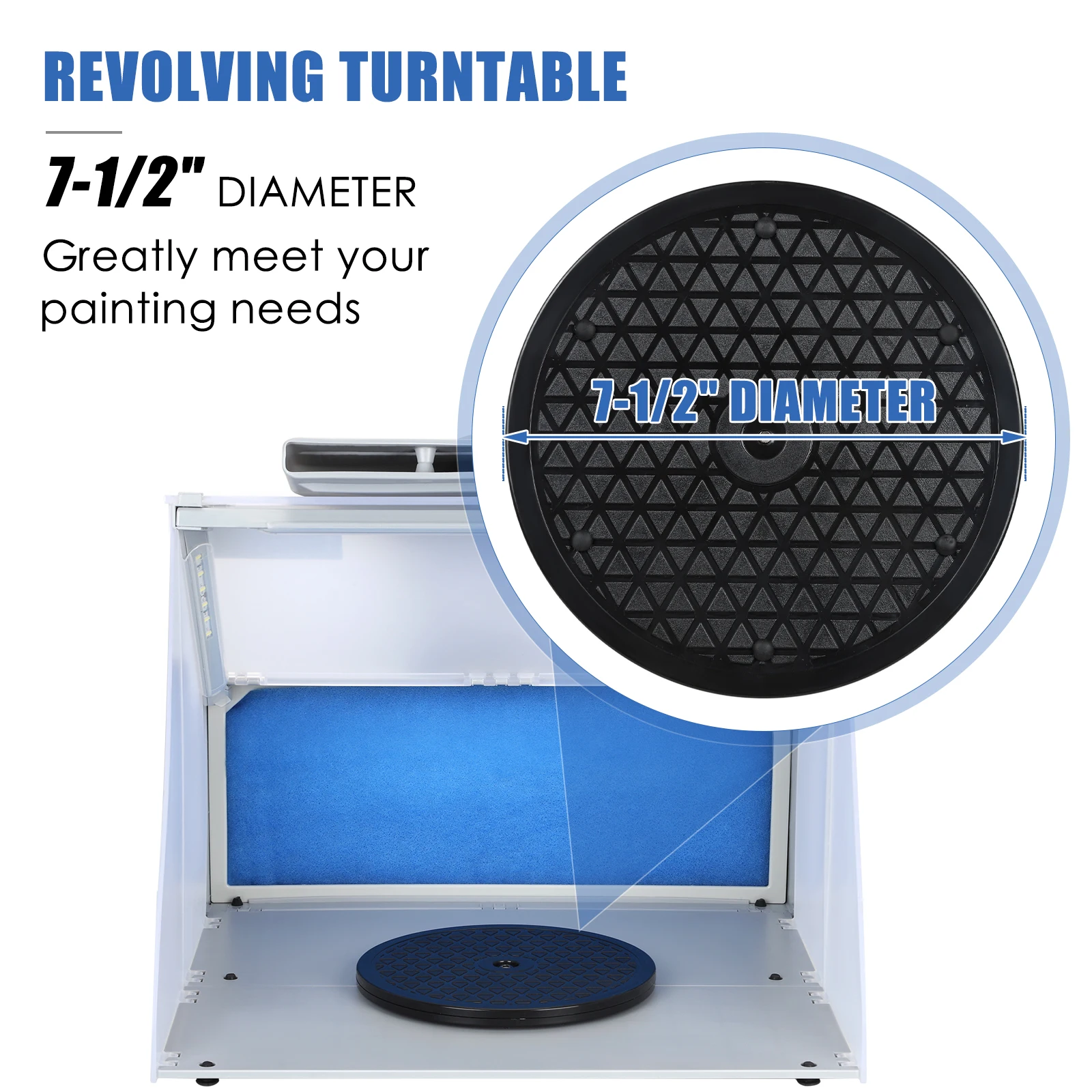 LED 라이트 튜브가있는 휴대용 에어 브러시 페인팅 스프레이 부스 키트 에어 브러시 모델링 아트 크래프트 페인팅 작업을위한 배기 팬 필터