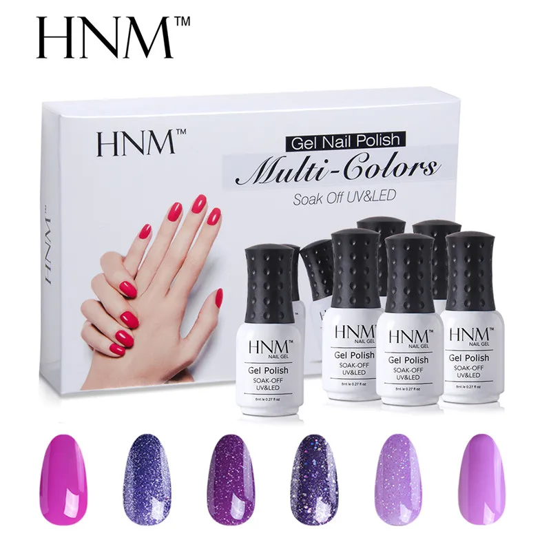 HNM 6pcs/set Nail Art Pure Color 8ML Gel Varnish Sets Nail Polish Kit Manicure UV Gel Lucky Gel Varnish Lacquer DIY For Nail Kit - Цвет: 20