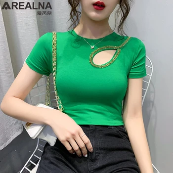 

Korean Summer Ladies Sexy Hollow Out T Shirt Women Short Sleeve Tshirt TOP Woman White Black Green Slim T-shirt Tee Shirt Femme