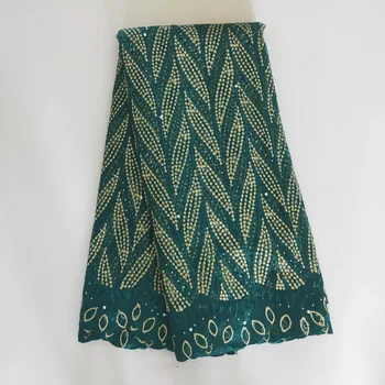 

Green African Lace Fabric For Women Dress 5Yards French Mesh Tull Lace Fabric With Pearl Sewing Material Nigerian Lace YM120
