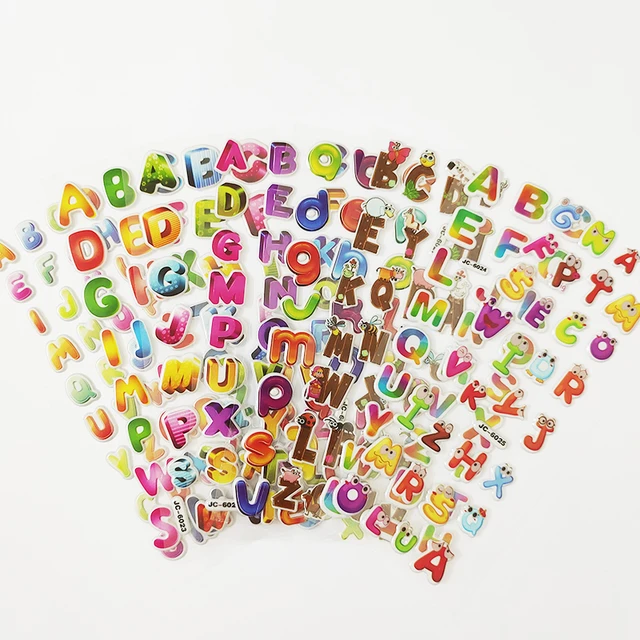 8 Sheets Alphabet 3D Stickers Kids Toddlers Puffy Stickers