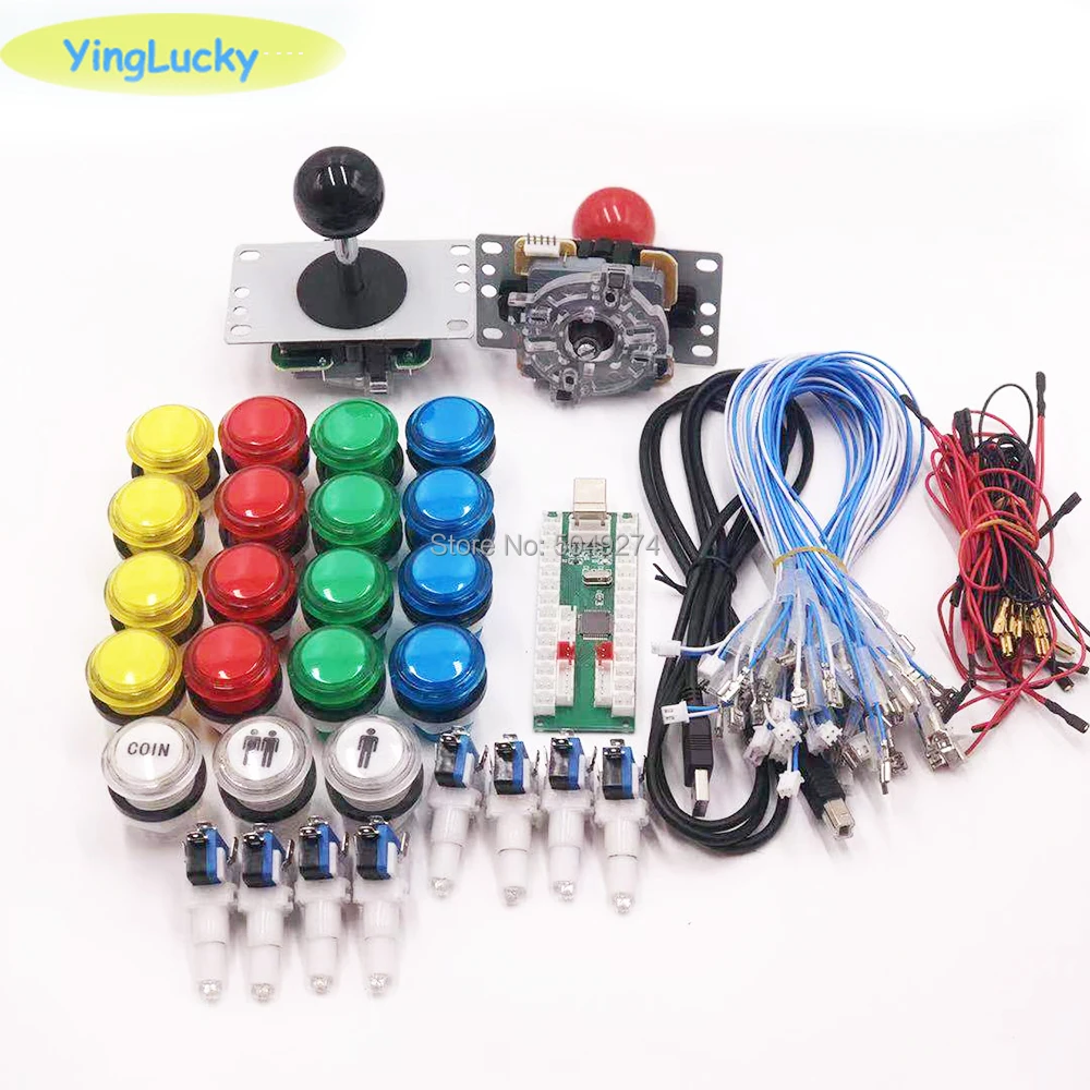 

Zero Delay Arcade cabinet DIY kit for 12 vpush button sanwa Joystick 1 & 2 player 33mm button USB to PC /Raspberry Pi