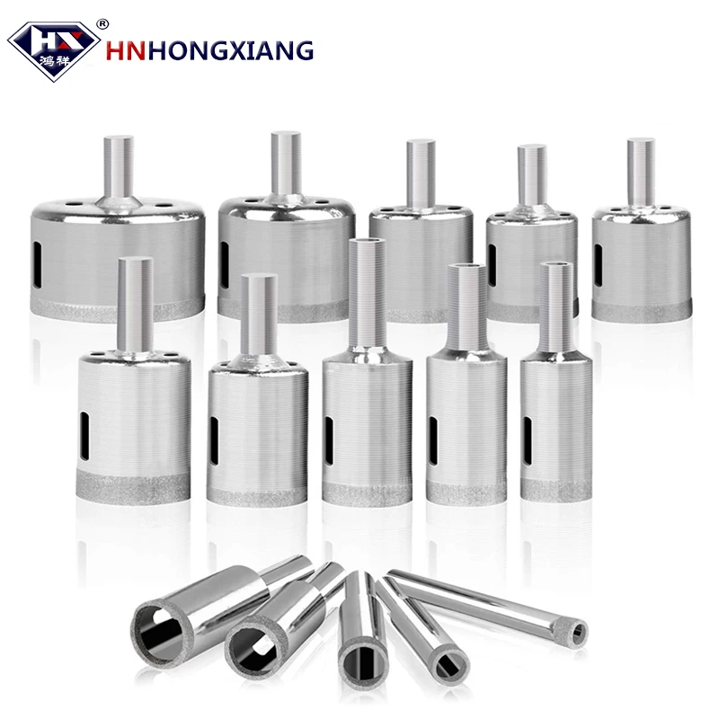 HNHONGXIANG 15pcs Diamond Drill Bit Set 6-50mm Hole Saw Tools For Glass Marble Granite Quartz Porcelain Electric Drill Tool 5 pcs m14 thread diamond dry vacuum brazed drilling core bits set for porcelain tiles crowns drill granite marble hole saw tool