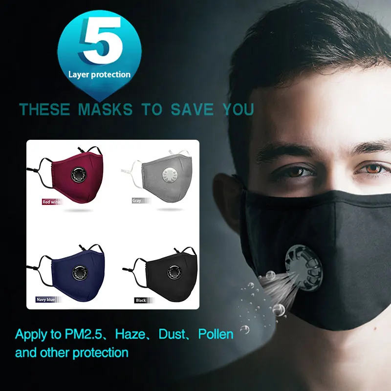 

Respirator Face Mask Filtration Activated Carbon Breathing PM2.5 Velvet Warmth Outdoor Riding Durable Climbing Haze Mask