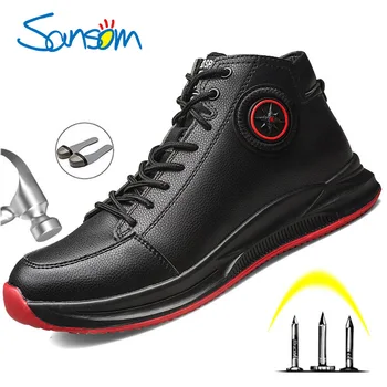 

SANSOM Men Winter Safety Work Boots Shoes Anti-smashing Steel Toe Cap Safety Ankle Boots Indestructible Work Shoes Boots Men