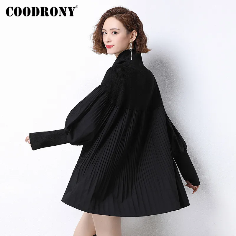 COODRONY Brand Autumn Winter Knitwear Loose Female 2020 Turtleneck Sweater Casual Stand Collar Soft Women Oversize Jumpers W1131