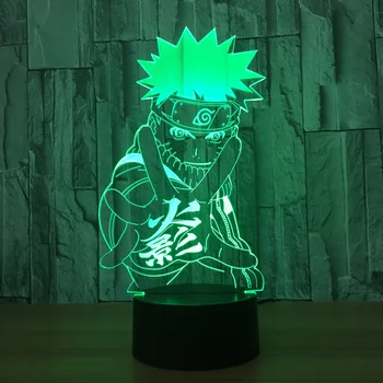 

Hot Anime 3D LED Night Light Naruto Sasuke Character Multicolor Touch Optical Illusion lamparas USB Lamp Home Decor Lightings
